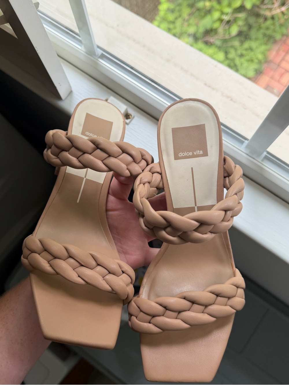 Dolce Vita nude braided strap heel
